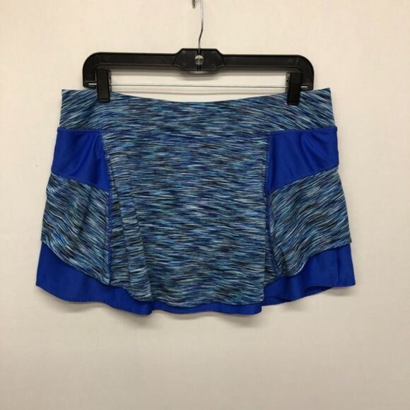 Athleta Dresses & Skirts - Athleta Women Spacedye Bustle Skort Skirt Stretchy Size Large Blue B209 -9